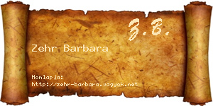 Zehr Barbara névjegykártya